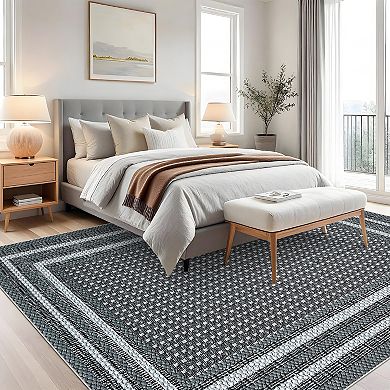 ANIXOL Modern Border Washable Area Rug