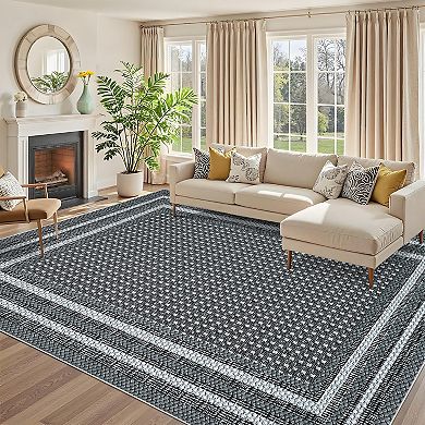 ANIXOL Modern Border Washable Area Rug