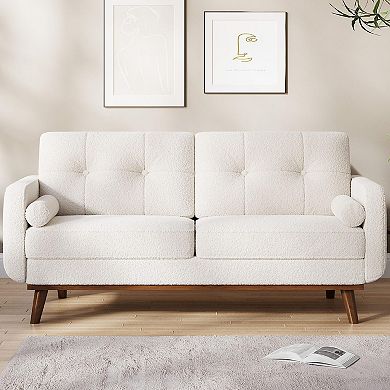 ANIXOL Mid-Century Linen Loveseat Sofa