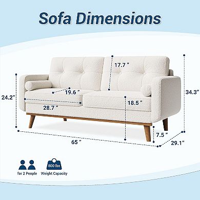 ANIXOL Mid-Century Linen Loveseat Sofa