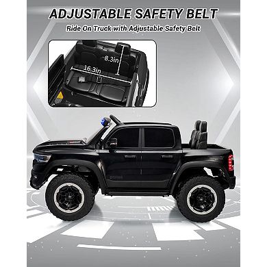 Licensed RAM 12V Kids Ride On Truck, Remote Control Pickup, LED Lights, Music