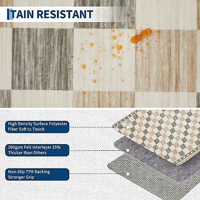 ANIXOL Checkered Washable Area Rug