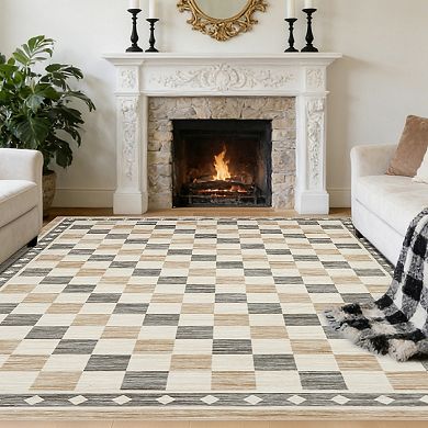 ANIXOL Checkered Washable Area Rug