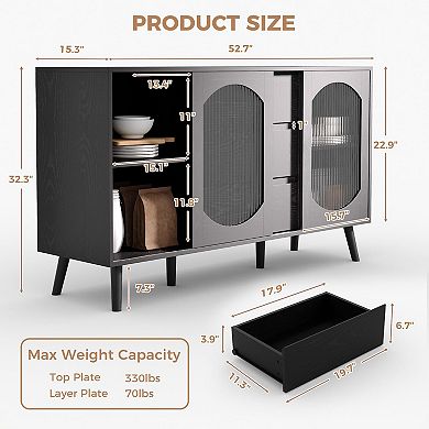 ANIXOL Fluted Glass Buffet Cabinet