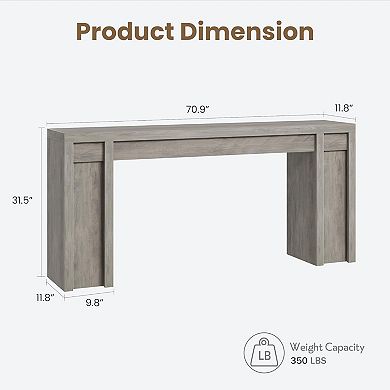 70.8" Console Table, Long Sofa Table, Hall Table, Thick Wood Design for Living Room, Hallway