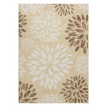 ANIXOL Non-Slip Washable Floral Area Rug