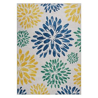 ANIXOL Non-Slip Washable Floral Area Rug