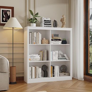 71" Tall Bookcase w/ Cabinet, 3 Open Shelves, Door Organizer