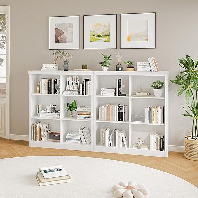 71" Tall Bookcase w/ Cabinet, 3 Open Shelves, Door Organizer