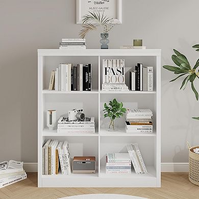 71" Tall Bookcase w/ Cabinet, 3 Open Shelves, Door Organizer