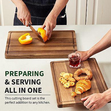 18 x 12 Inch Acacia Wood Cutting Board, 1 Inch Thick Butcher Block, Multipurpose Chopping Board