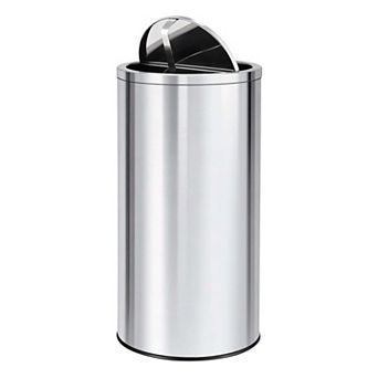 Stainless Steel Kitchen Trash Can with Flipping Lid and Removable Inner Bucket, for Office Home