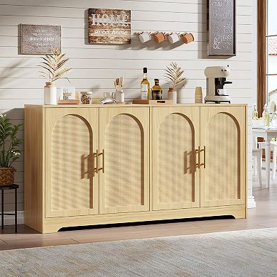 ANIXOL Rattan 59" 4-Door Sideboard Cabinet