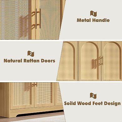 ANIXOL Rattan 59" 4-Door Sideboard Cabinet