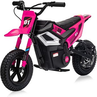 24V Kids Electric Dirt Bike, 350W Mini Off-Road Motorcycle, 12” Fat Tires, Up to 14 MPH