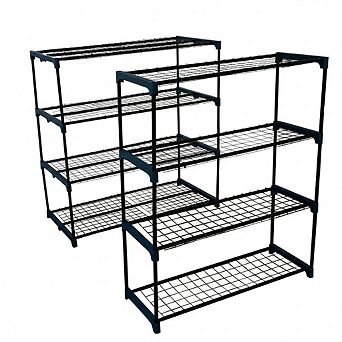4 tier Durable Powder-Coated Steel Plant Stands for Indoor/Outdoor Garden Shelving, 2 Pack
