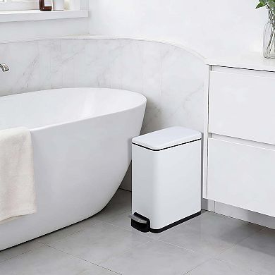 Stainless Steel Step Trash Can with Soft-Close Lid and Removable Inner Bucket, for Home Office