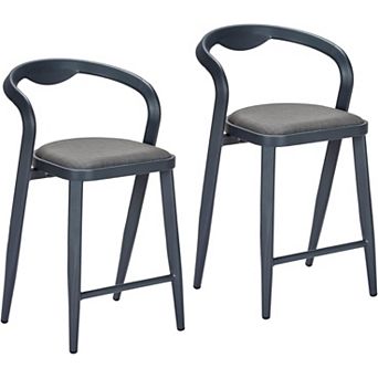 Set of 2 Outdoor Counter Height Bar Stools with Cushions for Patio & Deck