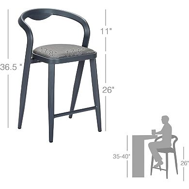 Set of 2 Outdoor Counter Height Bar Stools with Cushions for Patio & Deck
