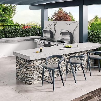 Set of 2 Outdoor Counter Height Bar Stools with Cushions for Patio & Deck