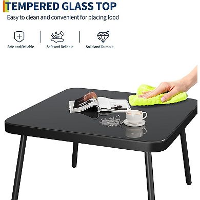 4-Piece L-Shaped Wicker Patio Sectional Sofa Set with Coffee Table