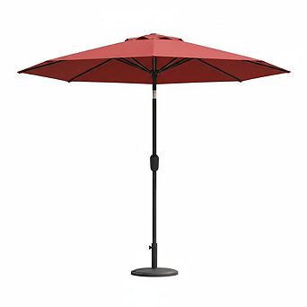 9' Outdoor Patio Umbrella - Table Umbrella 360 ° Adjustable Crank Lift Tilt Push Button