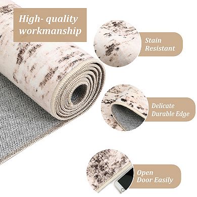 Abstract Rug Large Living Room Rugs Neutral Modern Washable Area Rugs, Non-Slip