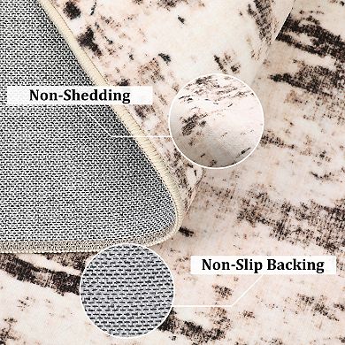 Abstract Rug Large Living Room Rugs Neutral Modern Washable Area Rugs, Non-Slip