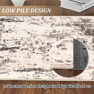 Abstract Rug Large Living Room Rugs Neutral Modern Washable Area Rugs, Non-Slip
