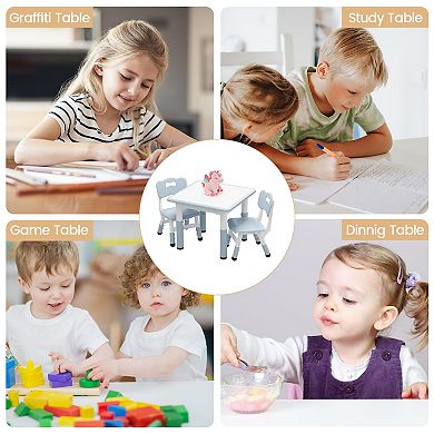 ANIXOL Adjustable Kids Table and 2 Chairs Set