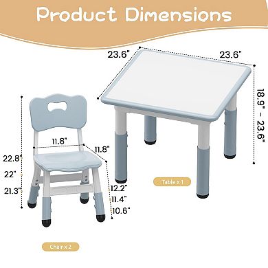 ANIXOL Adjustable Kids Table and 2 Chairs Set