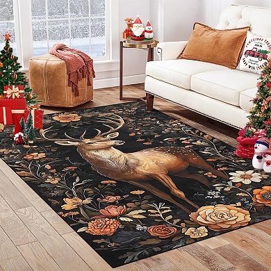 ANIXOL Christmas Elk Washable 6' x 9' Area Rug