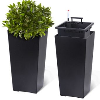 2-Pack 22.5" Tall Outdoor Planters with Drainage & Water Level Monitor