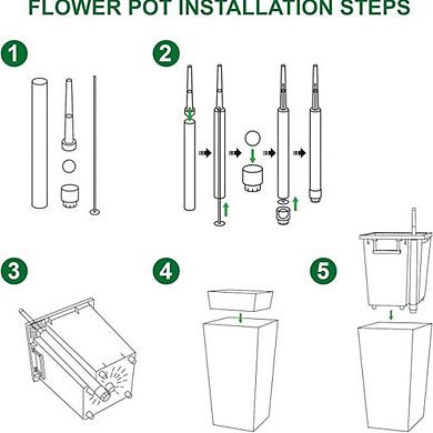 2-Pack 22.5" Tall Outdoor Planters with Drainage & Water Level Monitor