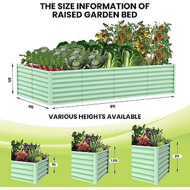 8×4×2FT Raised Garden Bed,Galvanized Metal Raised Garden Beds Outdoor, Large Outdoor Planters Garden
