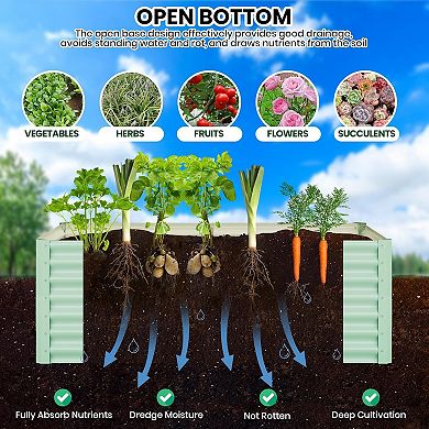 8×4×2FT Raised Garden Bed,Galvanized Metal Raised Garden Beds Outdoor, Large Outdoor Planters Garden