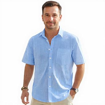 Casual Short Sleeve Linen Shirt with Pocket