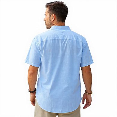 Casual Short Sleeve Linen Shirt with Pocket