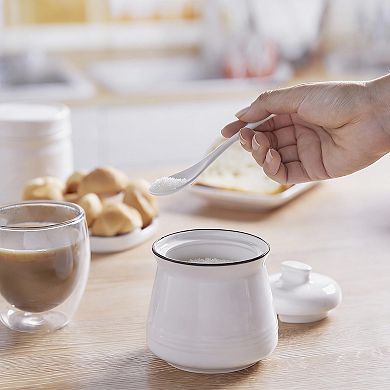 12oz Ceramic Sugar Bowl with Lid & Spoon