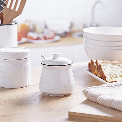 12oz Ceramic Sugar Bowl with Lid & Spoon