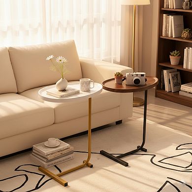 Homy Casa C-Shaped Metal Side Table, Small Sofa & Bedside Table