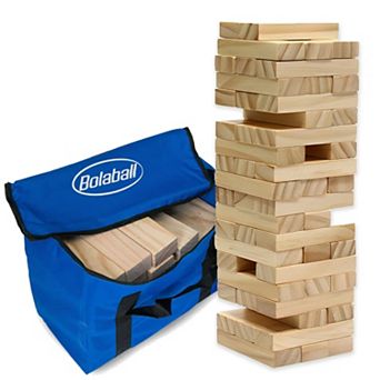Bolaball 4ft Giant Tumbling Tower Game, 56 Wooden Blocks, Indoor Outdoor, Carry Bag