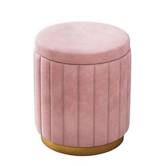 Footstool With Storage Upholstered Velvet