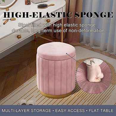 Footstool With Storage Upholstered Velvet