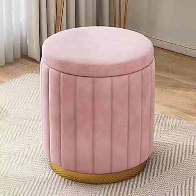 Footstool With Storage Upholstered Velvet