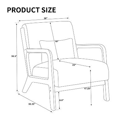 Homy Casa Corduroy Lounge Chair with Solid Wood Frame for Living Room or Bedroom