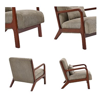 Homy Casa Corduroy Lounge Chair with Solid Wood Frame for Living Room or Bedroom