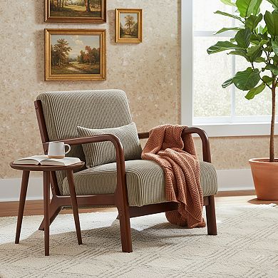 Homy Casa Corduroy Lounge Chair with Solid Wood Frame for Living Room or Bedroom