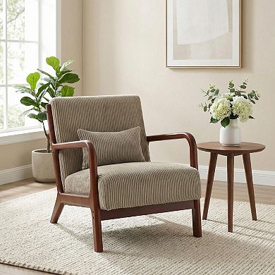 Homy Casa Corduroy Lounge Chair with Solid Wood Frame for Living Room or Bedroom