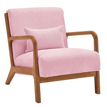 Homy Casa Corduroy Lounge Chair with Solid Wood Frame for Living Room or Bedroom